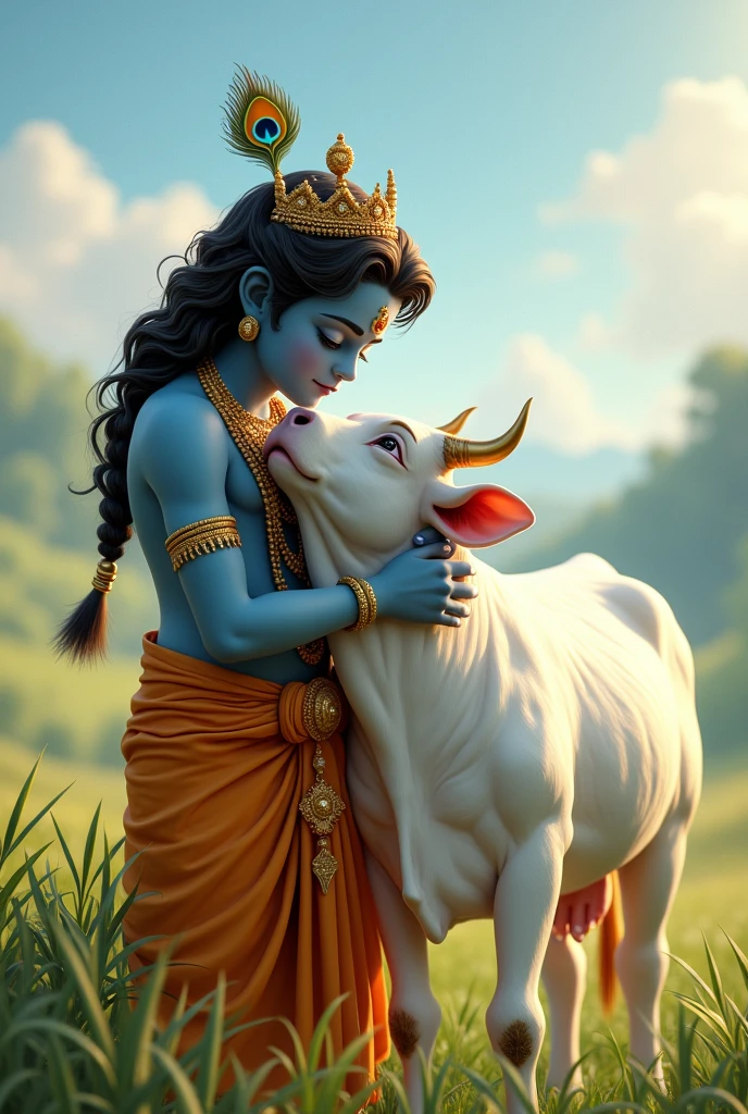 Shri krishna with cow love

