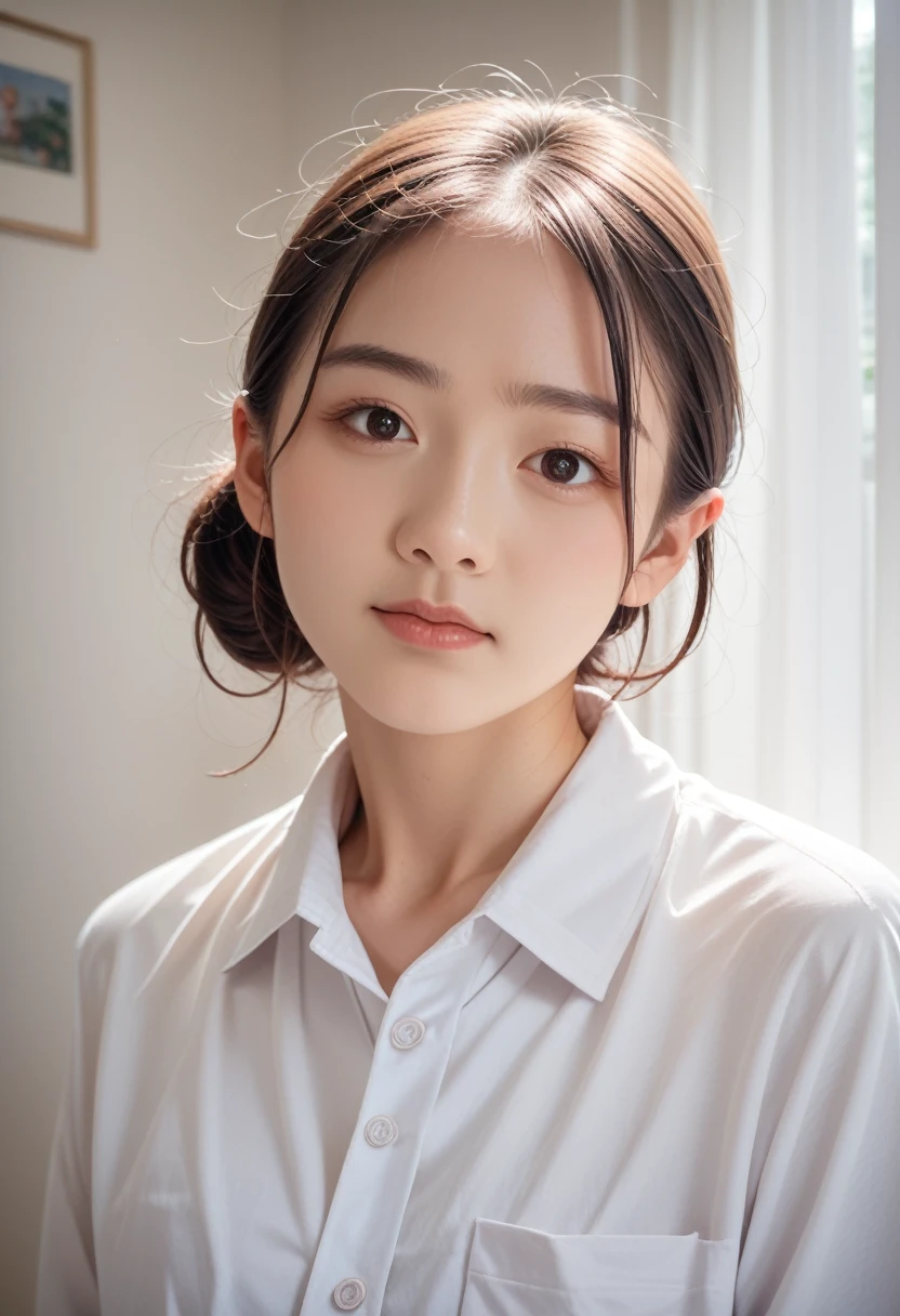 8k, raw photo, best quality, masterpiece, realistic, photo realistic, clear, professional lighting, beautiful face, best quality,ultra high res, realistic japanese beautiful, Super detailed, 1girl, indoor, face only,14yo, 