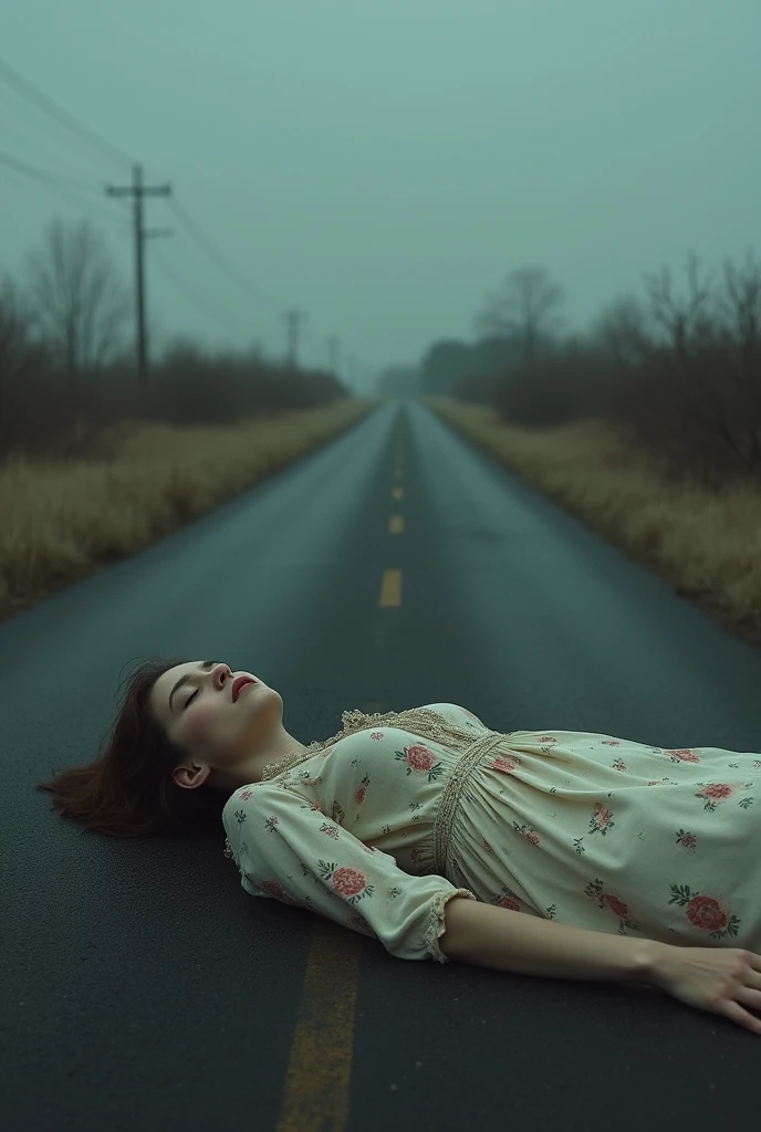 A girl dead on a road