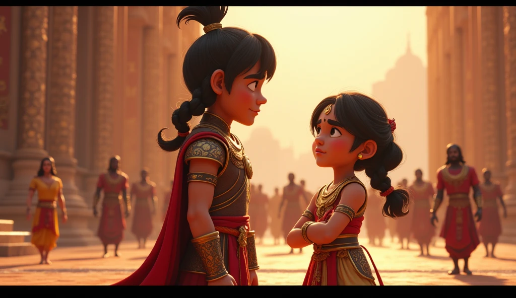 Generate in cinemetic 3d cartoon**Illustrate a time when you had to make a tough decision with limited information. What was the outcome?**in Mahabharat time pictures 
