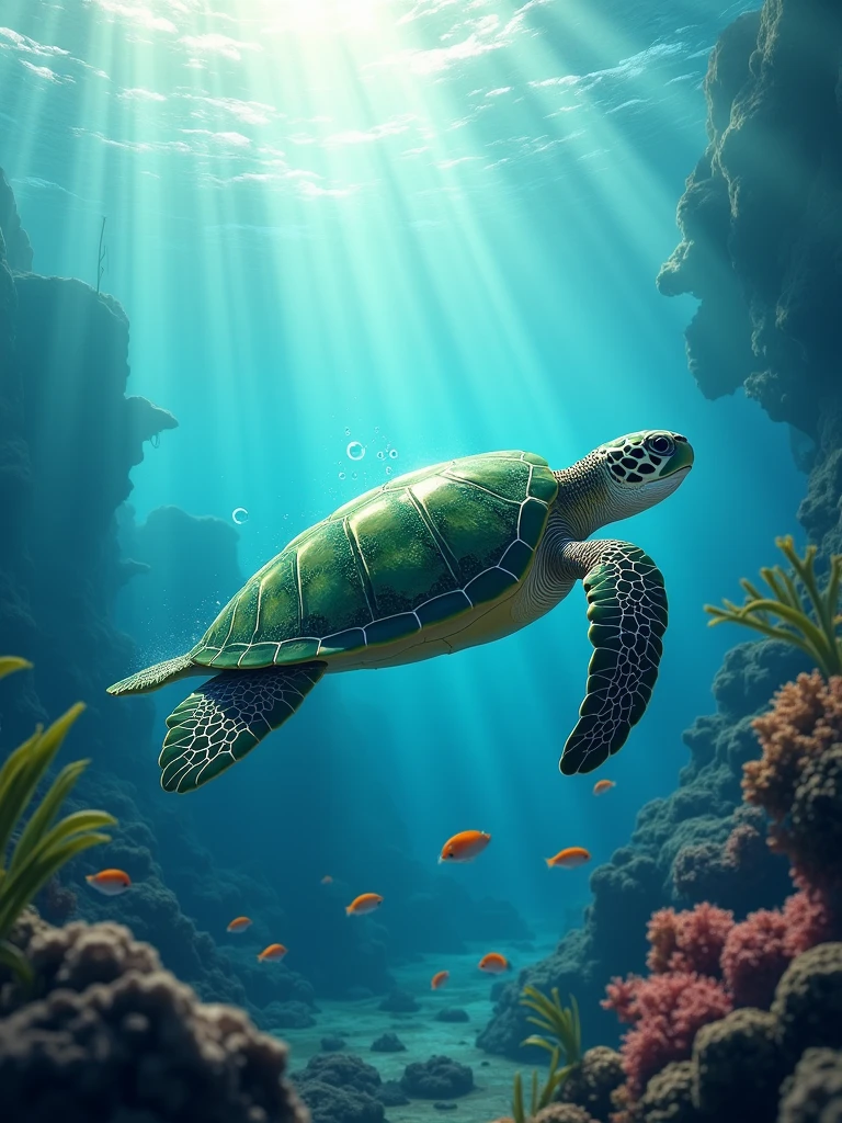 sea turtle swimming