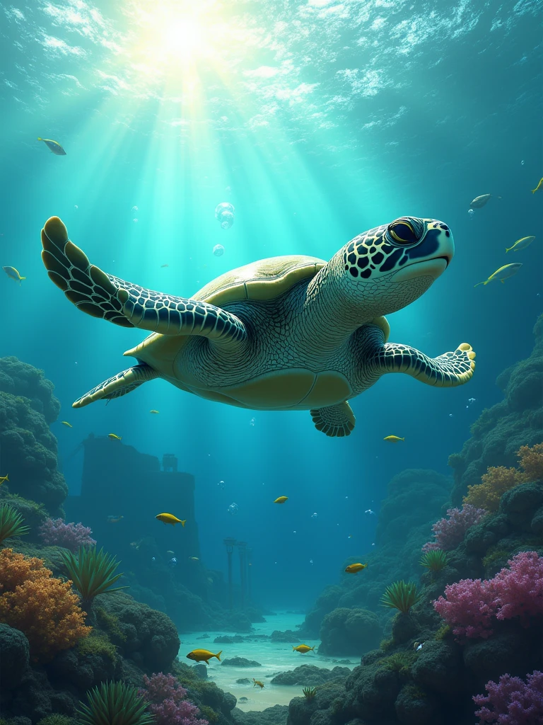 sea turtle swimming