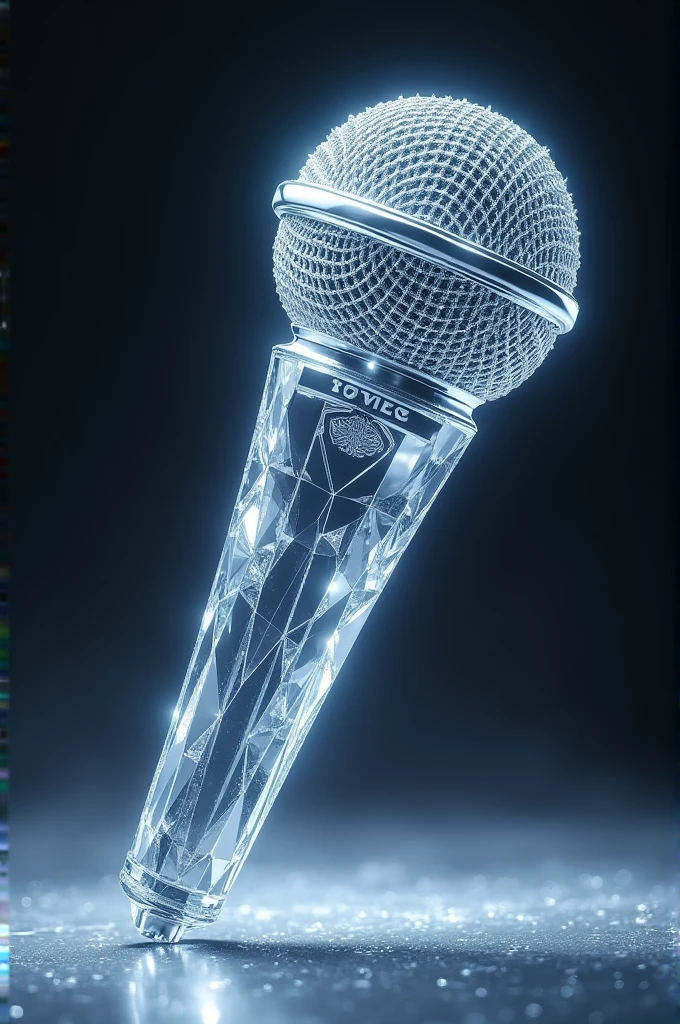 Create a 2D drawing of a microphone made of diamond 