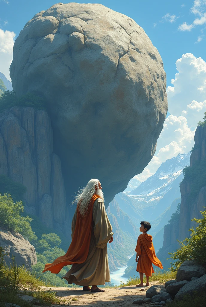 Monk and his student came across a large boulder