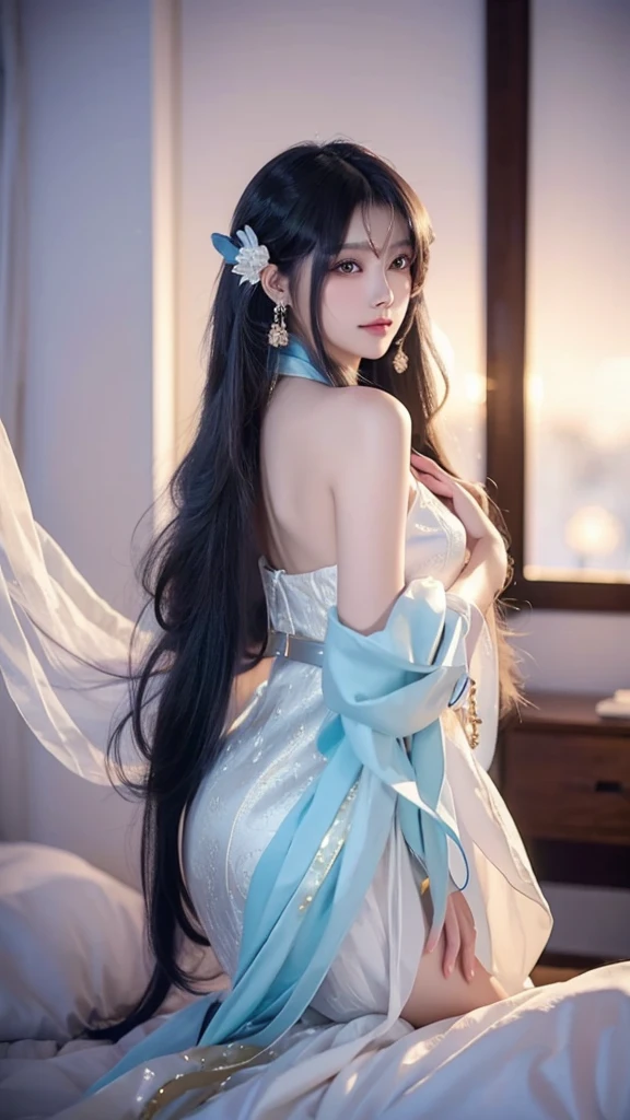 araffe asian woman with long hair and earrings posing for a picture, digital art of an elegant, beautiful anime woman, beautiful digital artwork, attractive anime girl, beautiful alluring anime woman, beautiful anime girl, elegant digital painting, beautiful gorgeous digital art, beautiful character painting, smooth anime cg art, beautiful digital art, digital art picture, beautiful girl model