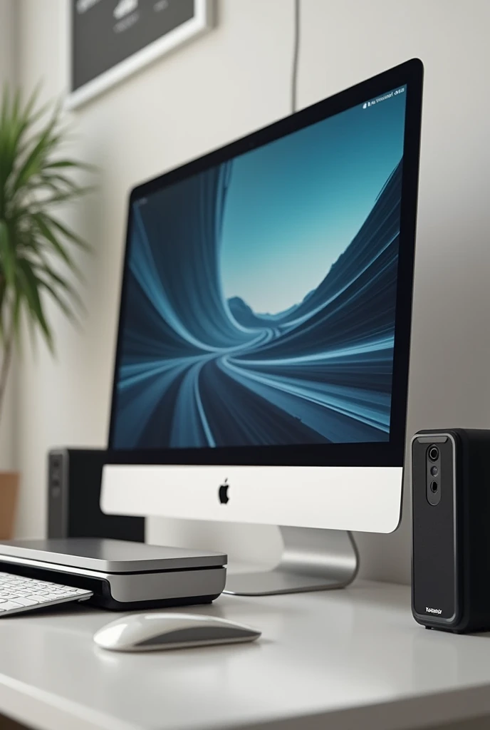 Image of a monitor, a printer, a speaker and a projector 