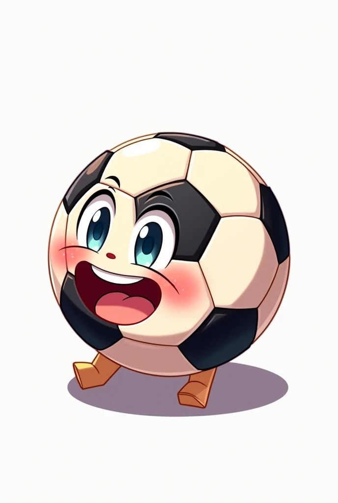 Create a soccer ball with a white background face in anime