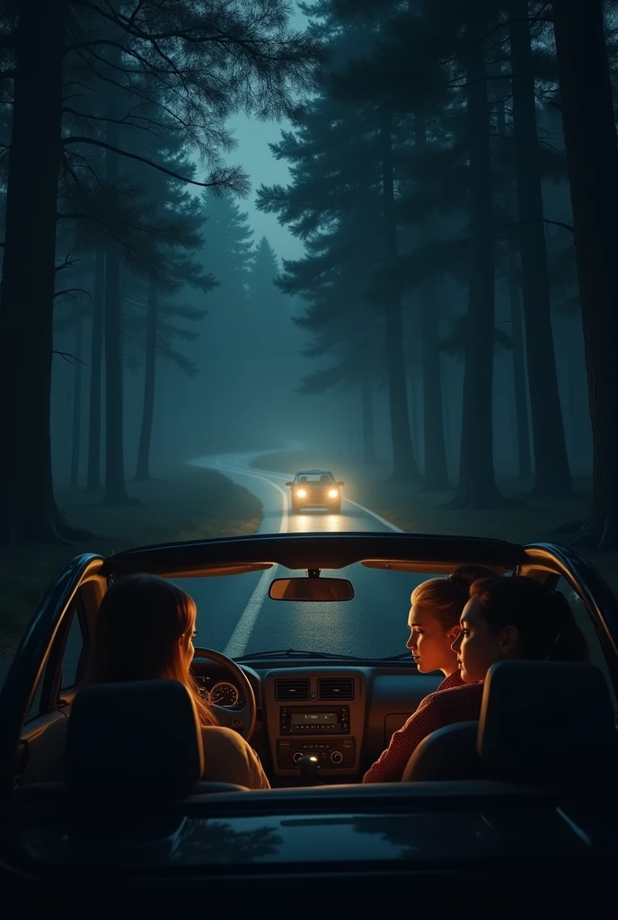 It was a dark night, and three friends, Lily, Tom and Sarah, They were driving through a lonely forest.