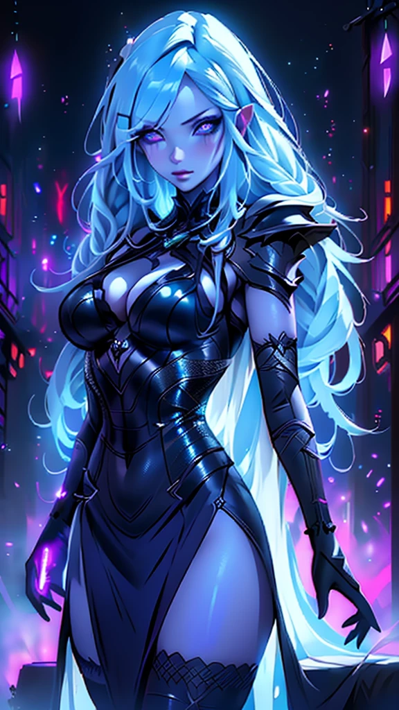 A beautiful girl with detailed eyes and face, cute anime style, standing at a rave party with colorful neon lights and a detailed, vibrant background, a monster in the scene, monochrome,(best quality,4k,8k,highres,masterpiece:1.2),ultra-detailed,(realistic,photorealistic,photo-realistic:1.37),1girl,beautiful detailed eyes,beautiful detailed lips,extremely detailed eyes and face,long eyelashes,rave party,colorful neon lights,detailed vibrant background,monster,monochrome,anime,concept art,concept art, digital art, 8k, high quality, photorealistic, masterpiece, realistic shading, vibrant colors