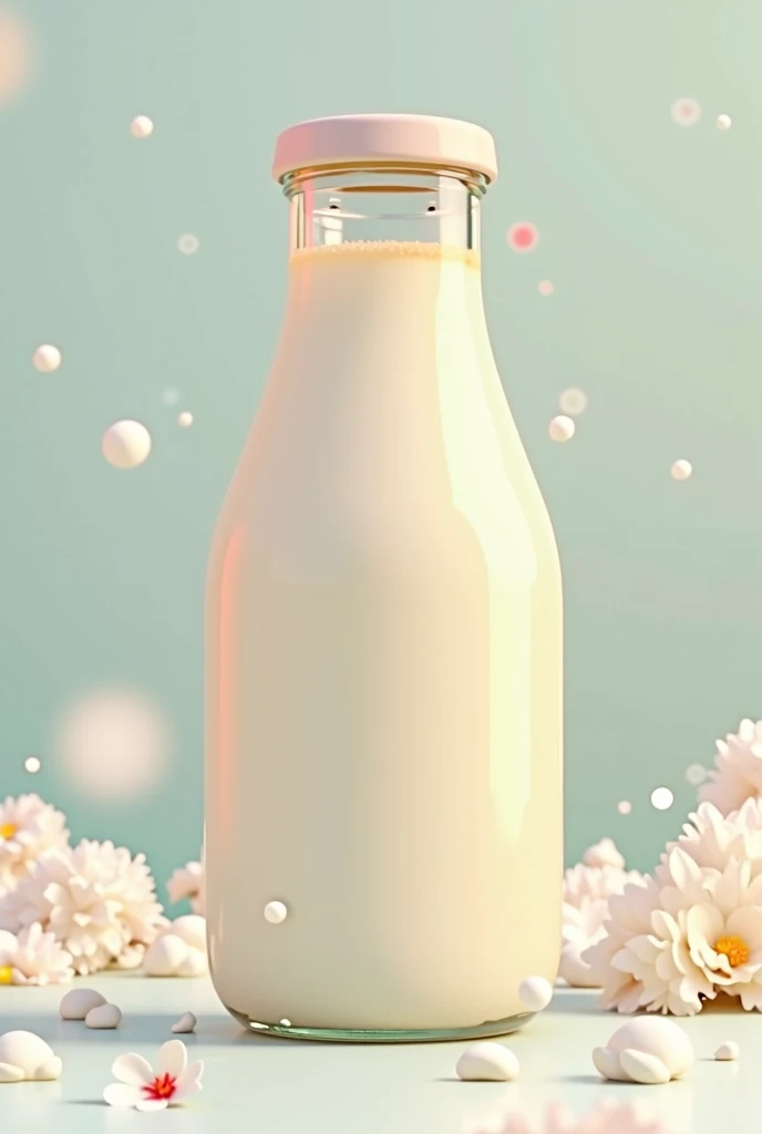 Animated vintage milk bottle in pastel colors