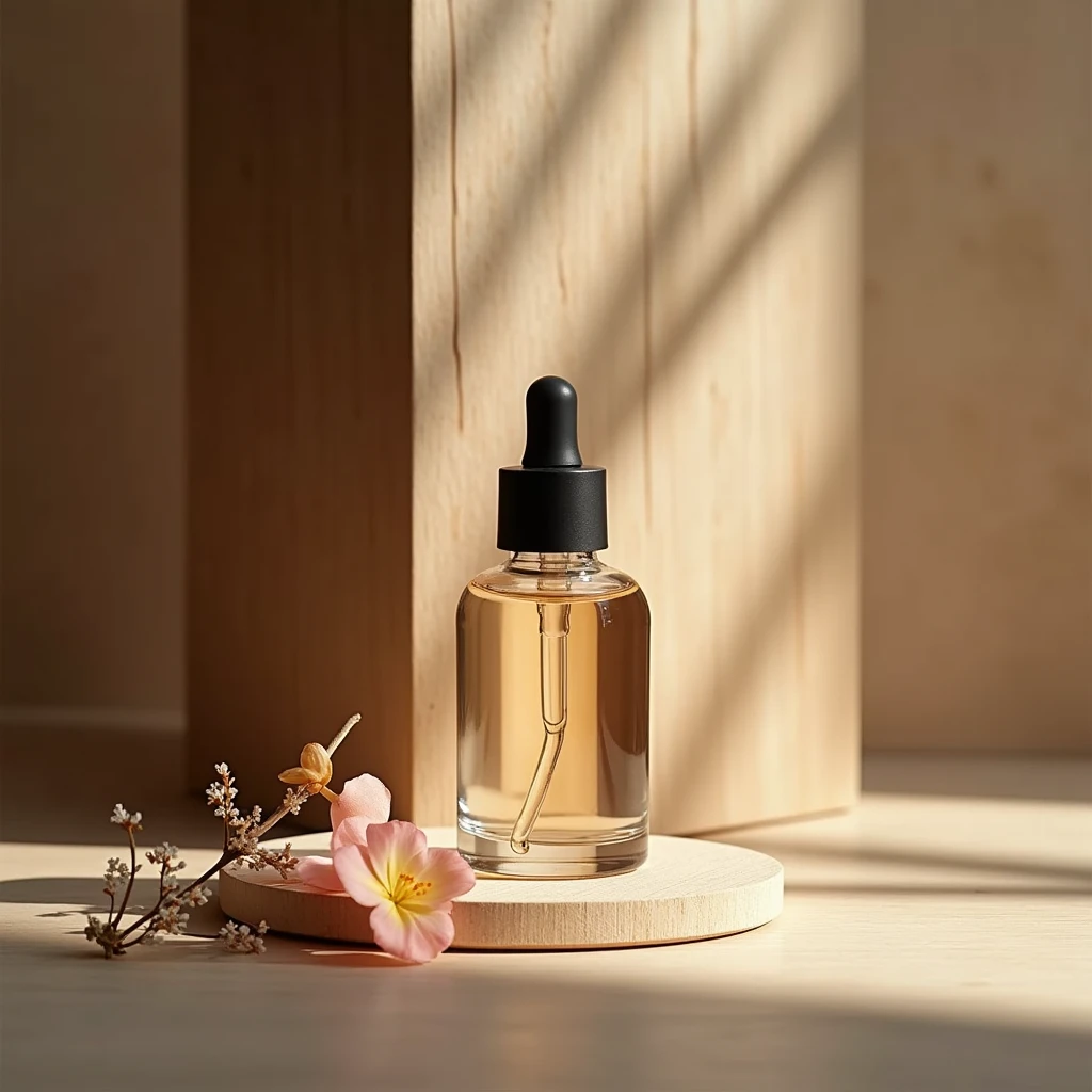 Studio shoot, wooden art,creative photography, 30 ml serum bottle