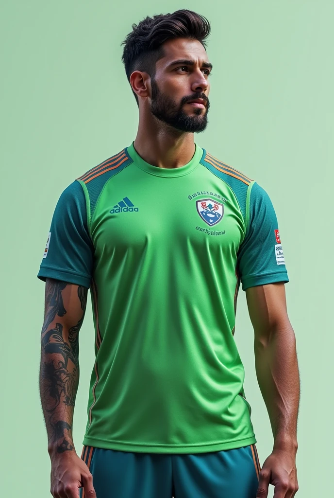 Design several football shirts under the brand name EarthFootball in different colors.