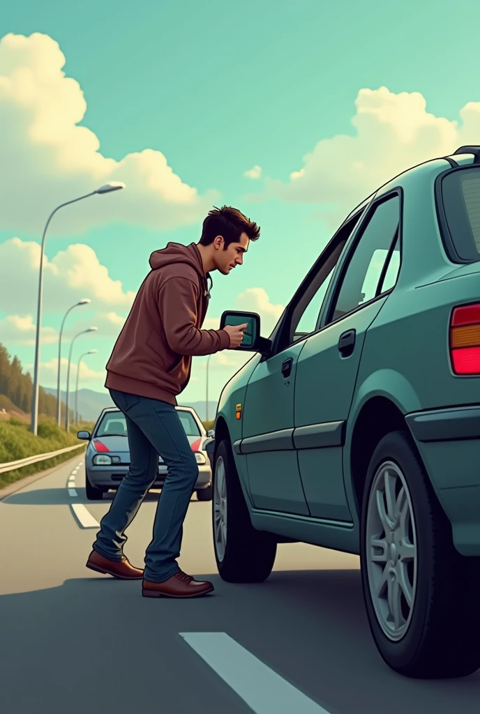 suddenly, the car stopped without warning. Tom went out to check the engine.