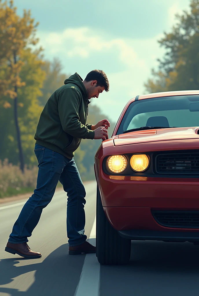 suddenly, the car stopped without warning. Tom went out to check the engine.