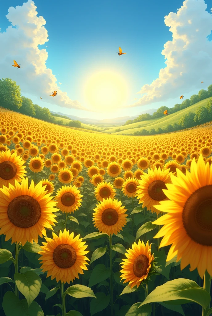 A field of sunflowers.