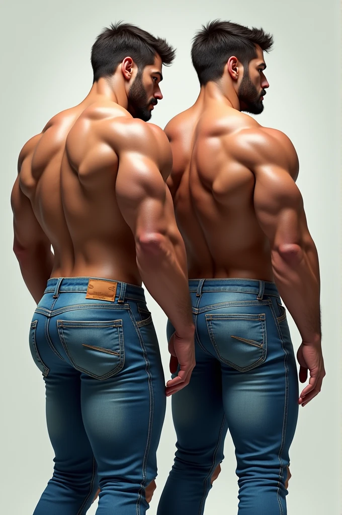 8k image two men with jeans, bubble butts, big butts