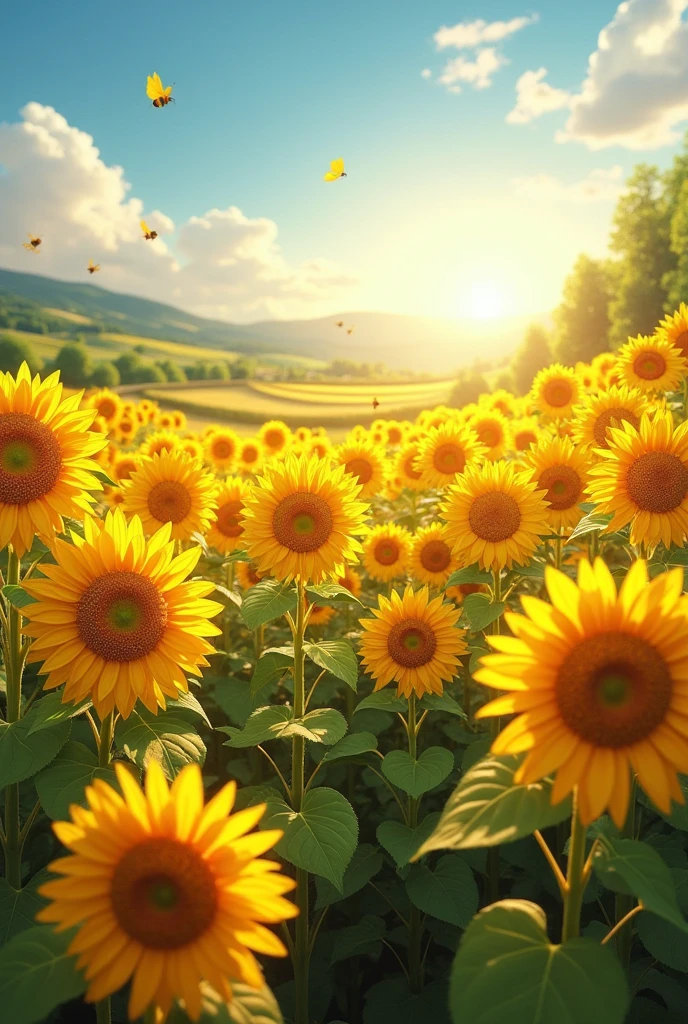 A field of sunflowers.