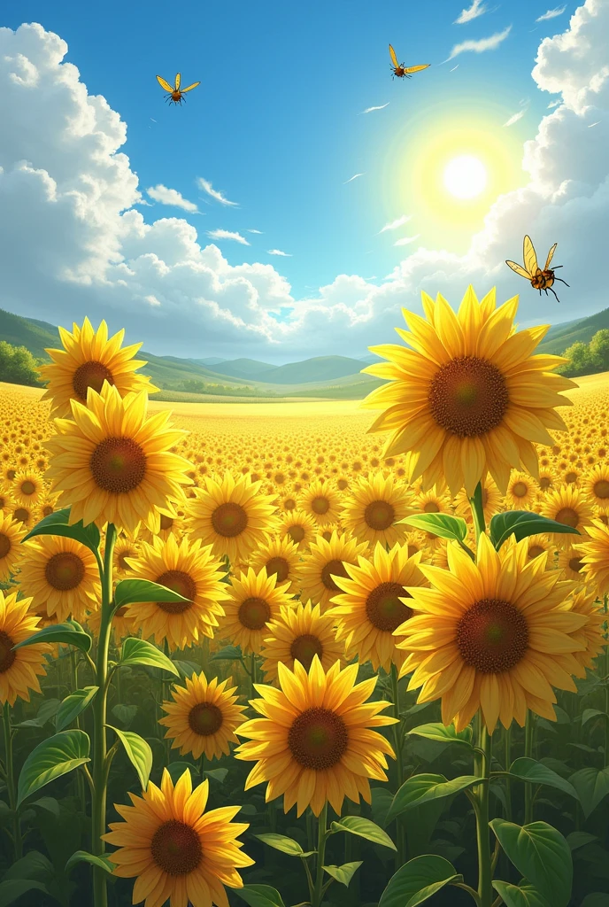 A field of sunflowers.