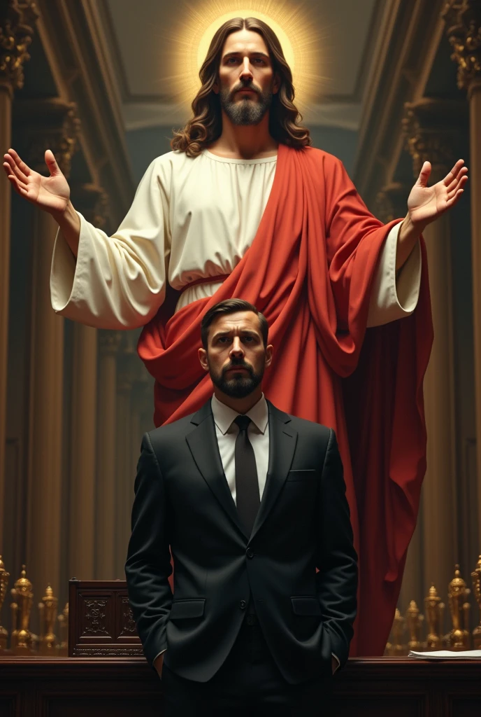 A lawyer and behind Jesus