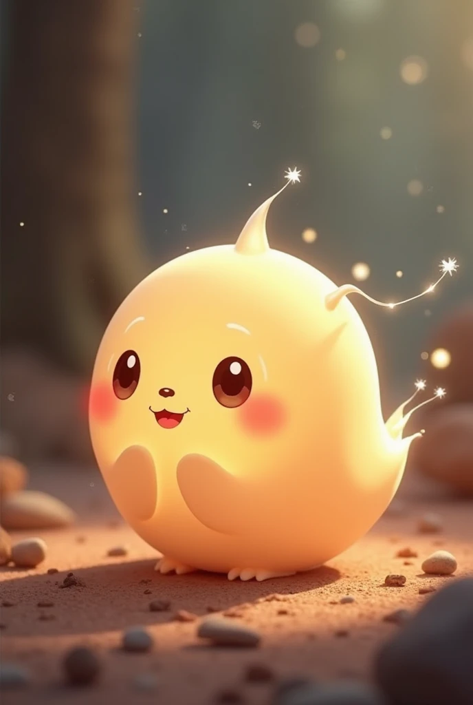 cute, round, spirit, working hard, floating, spherical