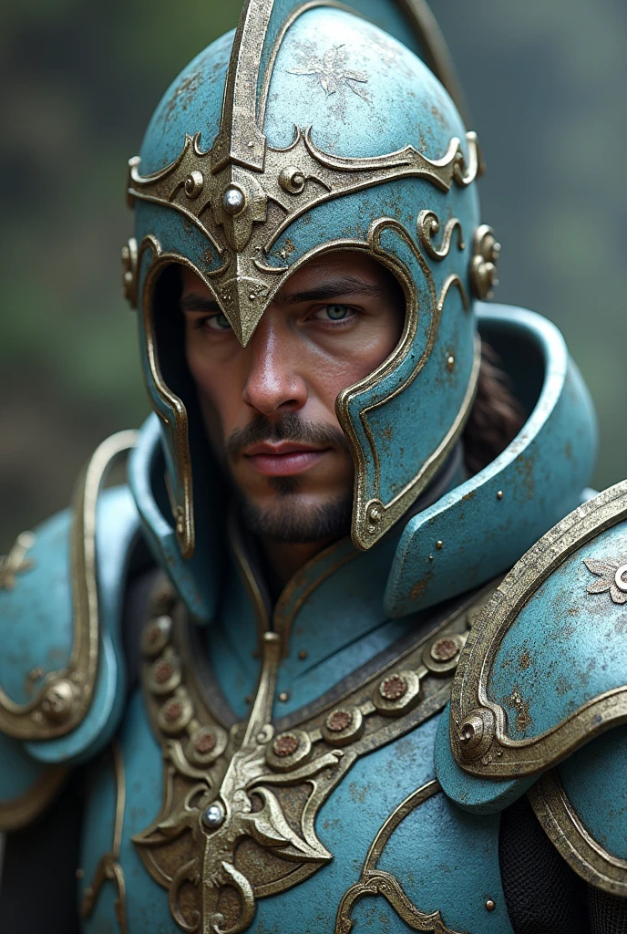 Description: Brune is a man who has 1,85m high, Its most striking features come from its helmet., with strong features that convey determination and courage.
Dress style: during your life, Brune wore detailed cyan and white armor., with a striking helmet unsealed from his head that not only reflected his heroic status.