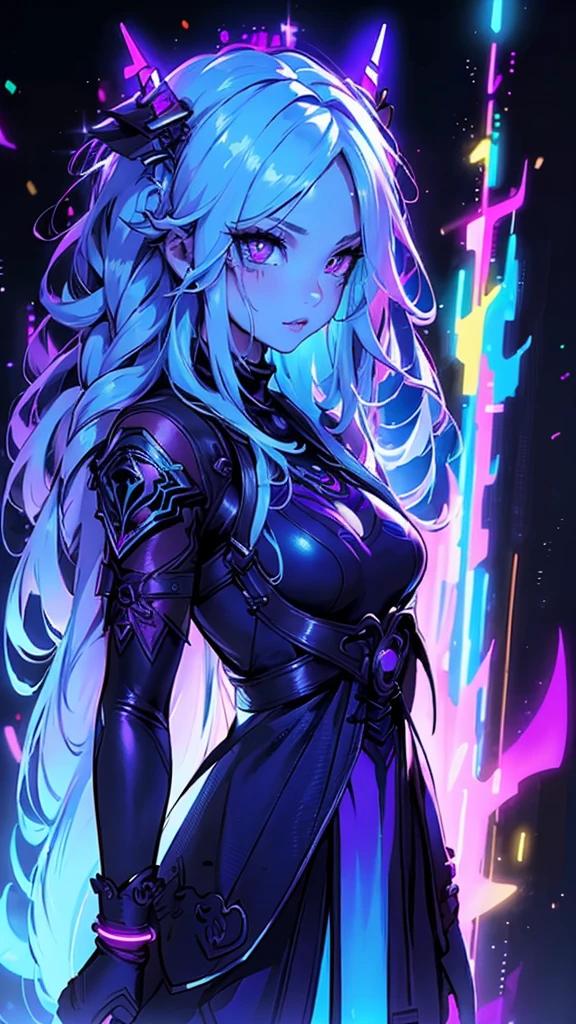 A beautiful girl with detailed eyes and face, cute anime style, standing at a rave party with colorful neon lights and a detailed, vibrant background, a monster in the scene, monochrome,(best quality,4k,8k,highres,masterpiece:1.2),ultra-detailed,(realistic,photorealistic,photo-realistic:1.37),1girl,beautiful detailed eyes,beautiful detailed lips,extremely detailed eyes and face,long eyelashes,rave party,colorful neon lights,detailed vibrant background,monster,monochrome,anime,concept art,concept art, digital art, 8k, high quality, photorealistic, masterpiece, realistic shading, vibrant colors