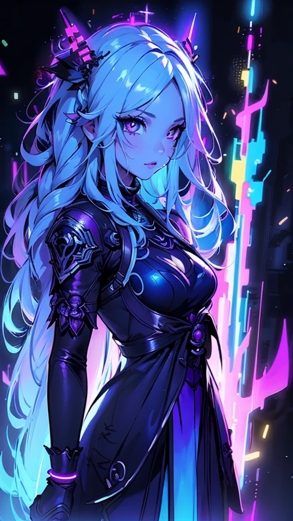 A beautiful girl with detailed eyes and face, cute anime style, standing at a rave party with colorful neon lights and a detailed, vibrant background, a monster in the scene, monochrome,(best quality,4k,8k,highres,masterpiece:1.2),ultra-detailed,(realistic,photorealistic,photo-realistic:1.37),1girl,beautiful detailed eyes,beautiful detailed lips,extremely detailed eyes and face,long eyelashes,rave party,colorful neon lights,detailed vibrant background,monster,monochrome,anime,concept art,concept art, digital art, 8k, high quality, photorealistic, masterpiece, realistic shading, vibrant colors