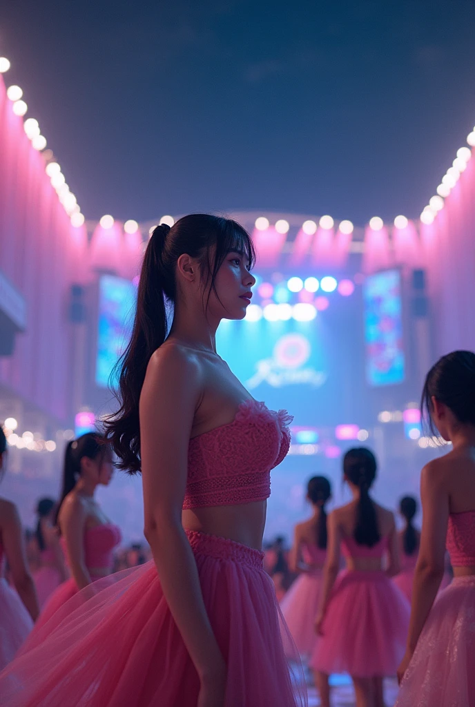 (((((Japanese Clone-girls=Myself))))), (((Super Best masterpiece Clone-girls Raw Photography Art))), (((16K, Highest quality, Ultra-high resolution, RAW Photos))), (((It's so unrealistic., With unparalleled depiction, With an unfathomable sight, An unprecedented and shocking worldview, Clone-girls: In a world of mass reproduction, Ultra-realistic))), (((Japanese Girls, kashiwagi-yuki, 22yo, Small face, Thick black hair, Ponytail Hair, Dark Eyes, Mature face, Cute Smile, Smiling face, A gentle gaze, (((Very pleasant look)))))), (((Very beautiful detailed girls, Accurate body structure, Accurate body movements, Very detailed body, (((Super big breasts, Large bulge of ample breasts)))))), (((Idol group stage costumes, Short skirt, hour々I can see your pants, Cleavage Emphasis, Emphasise the fullness of your breasts))), ((((((((Very detailed, Myself cloning, Depiction of splitting oneself, 1Myself girl→1,000,000,000,000,000,000,000,000,000,000Myself cloning girls)))))))), (((((((Myself clone-girlsから, Myself keeps multiplying, (Very detailed and intricate, To the exact, Flawless, (((In the same female body,With the same face, With the same hairstyle, In the same clothes, At the same height, 同じSuper big breastsである))), In a detailed depiction), 1,000,000,000,000,000,000,000,000,000,000 people))))))), (((((Myself girls only))))), (((((1,000,000,000,000,000,000,000,000,000,000Myself girls))))), (((((Very detailed depiction, A singing and dancing Myself idol group, At the outdoor stage at night, A splendid dance performance, Over 100 people, Gaze into the audience, Fun and powerful singing, Dance with unified group movements))))), (((Very detailed, The auditorium is packed, The whole audience is Myself's crowd, Dressed differently from idol groups))), (Seven-coloured stage lighting, Shine a light on the idol group to make them look brighter), (((((The camera focuses on idol groups., Clear and accurate perspective depiction, Ultra-wide field of view, Focus on the averag