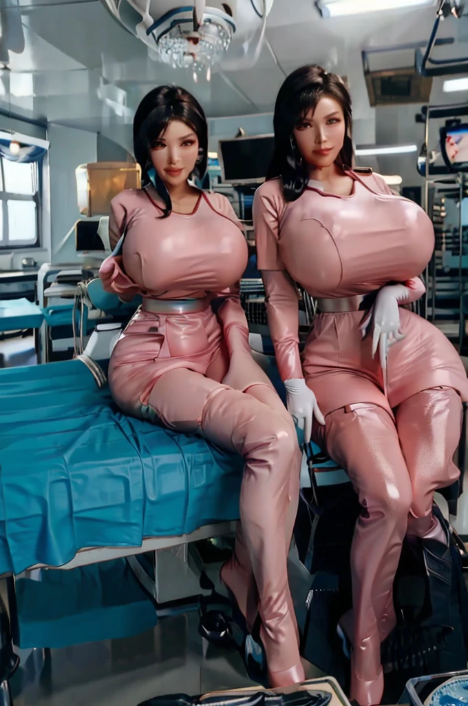 nurse uniform,hospital, latex nurse suit,nurses,busty,elbow gloves,labcoat,black hair woman,pink eyes , gigantic ,medical instruments,asian nurse,two nurses,speculum,examination room,oversize ,big ass ,strap on, lay on table ,legs spreaded,giving birth,gyno chair , dentist,Milf,latex,pink uniform,oversize breasts