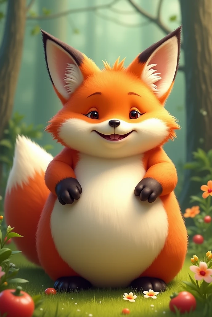 fox with a big belly,