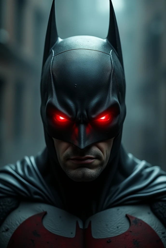 batman with red eyes, just from the nose and up