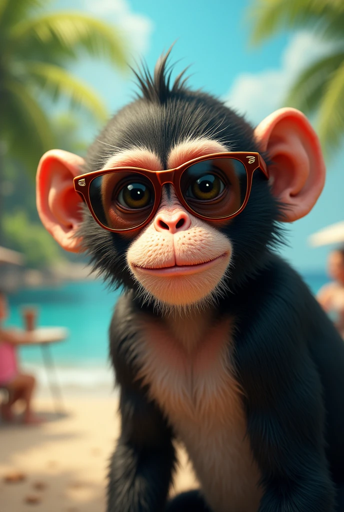 Monkey wearing sunglasses