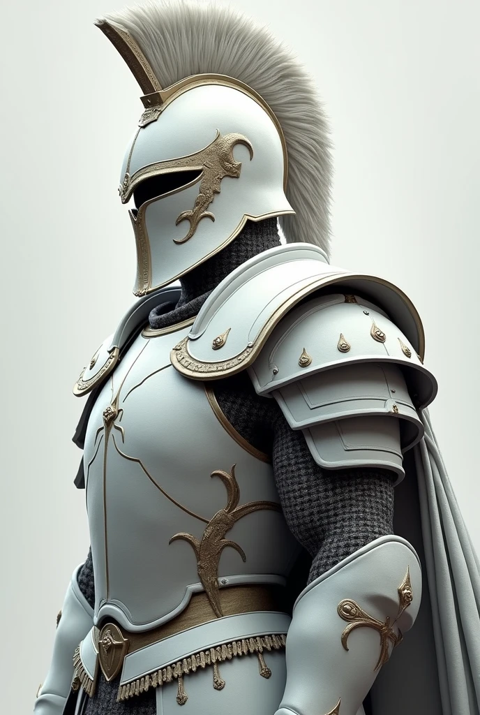 Description: Brune is a man who has 1,85m high, Its most striking features come from its helmet., with strong features that convey determination and courage.
Dress style: during your life, Brune wore armor with many fighting details, detailed white color, with a closed helmet that does not show his face. His striking helmet without expression, with a mane on it.

