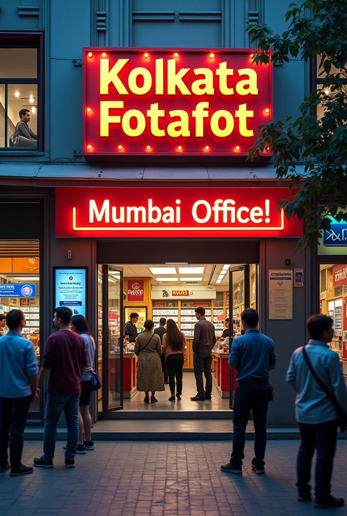 Lottery office, the signboard in front of the office will read: Kolkata Fotafot
Mumbai office