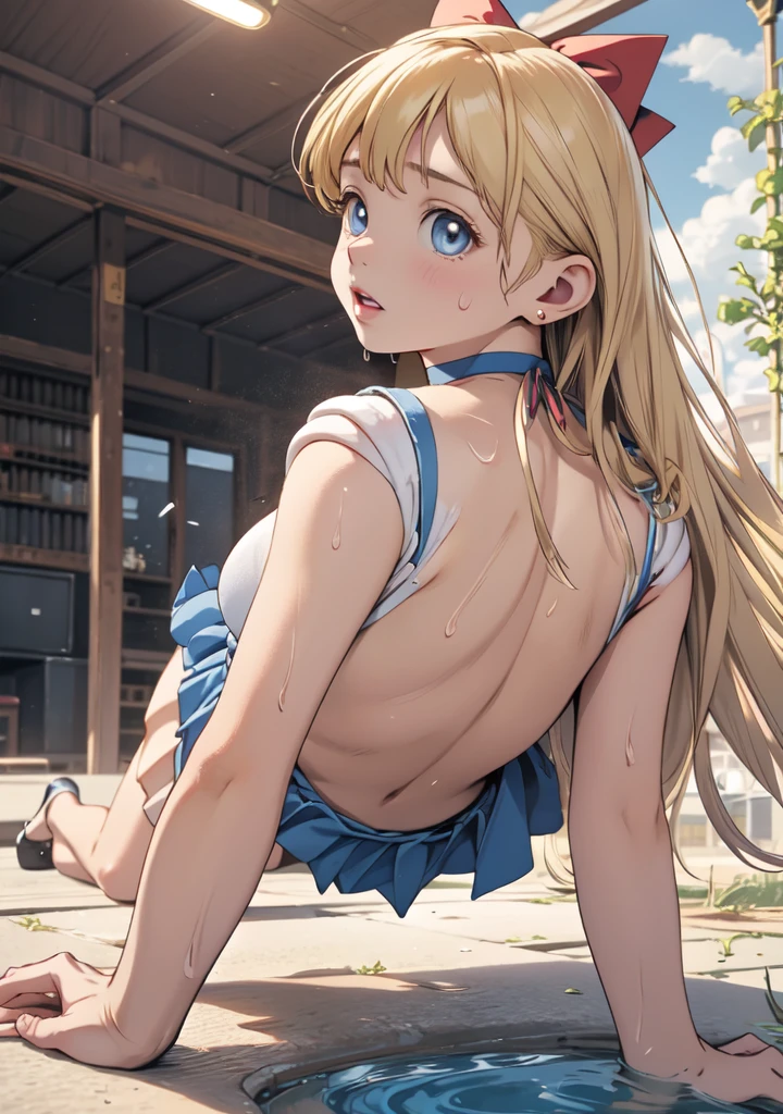 (Absurd, High resolution, formula wallpaper, Poster), (masterpiece, Highest quality:1.2), (figure, Realistic), (Perfect detail, Most detailed, Very detailed), Dramatic Light, beautiful, masterpiece, Highest quality, Very detailed顔, Perfect lighting, One person, Hindea, Sailor Venus, masterpiece, Highest quality, High resolution, Venus 1, One person, alone, Sailor Warrior Uniform, Sailor Venus, aino minako, Blonde, Magical girl, blue eyes, Orange Skirt, Elbow hand pockets, tiara, Pleated skirt, Hair Ribbon, Orange sailor collar, mini skirt, choker, Red Bow, orange choker, White gloves, Very long hair, jewelry, Earrings, View your viewers, break (masterpiece:1.2), Highest quality, High resolution, unity 8k wallpaper, (figure:0.8), (beautiful細部までこだわった目:1.6), Very detailed顔, Perfect lighting, Very detailedCG, (Perfect hands, Perfect Anatomy),In the pool, Swimwear, Very big ass, Big Ass, Big Butt, ((back shot:1.3)), On all fours, naked, Big Breasts, spread legs, spread pussy, nsfw,(ecstasy:1.3), (pussy juice:1.3), (Sweat:1.3),