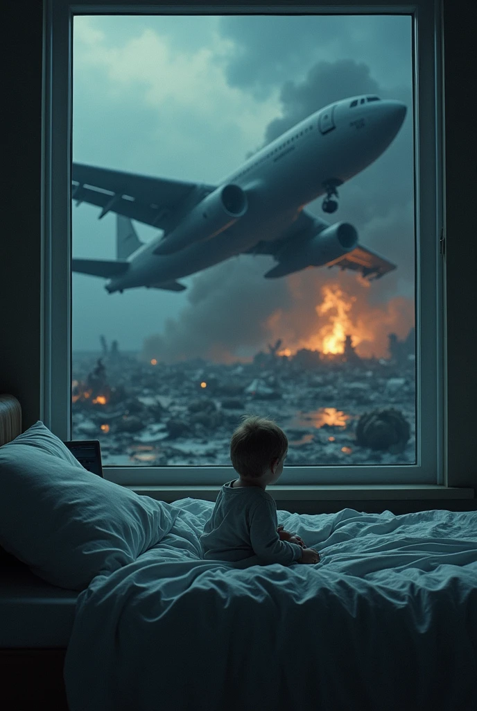A real child having nightmares about a military plane crash