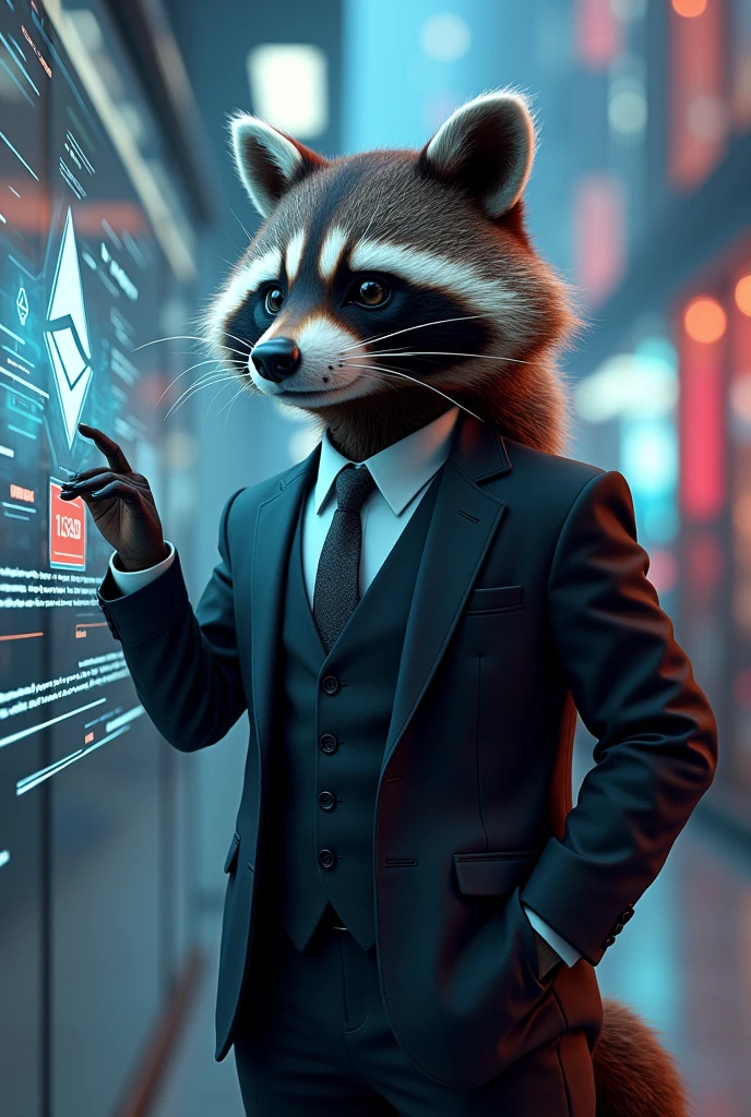 raccoon ethereum cryptocurrency with suit