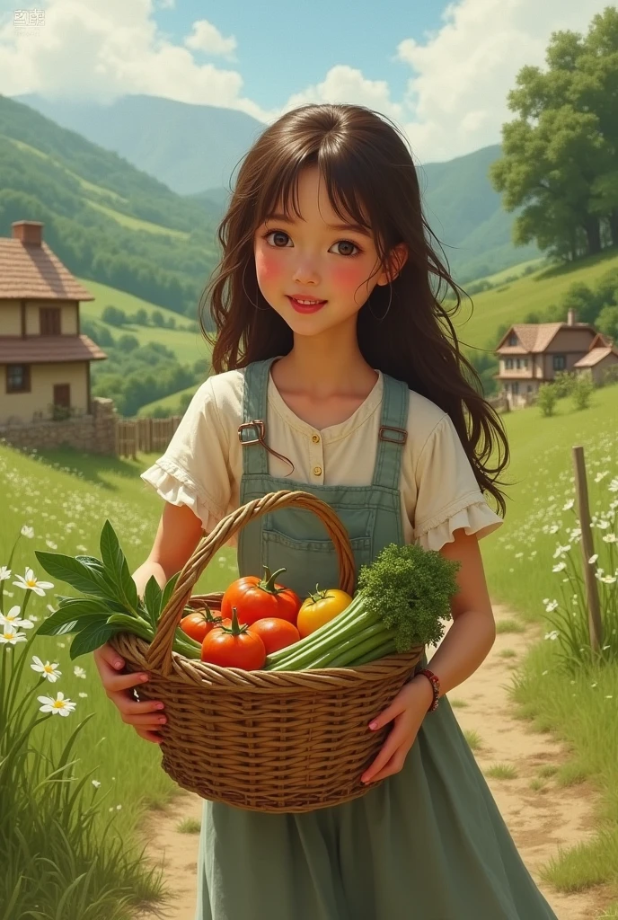 a girl with a basket