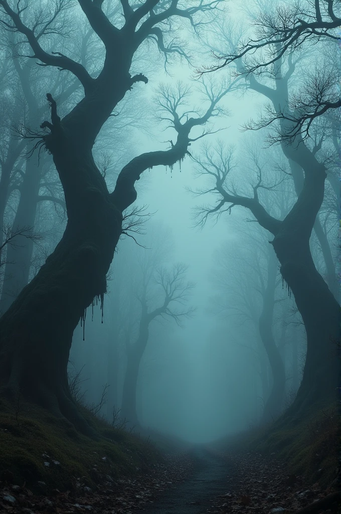 A spooky foggy forest