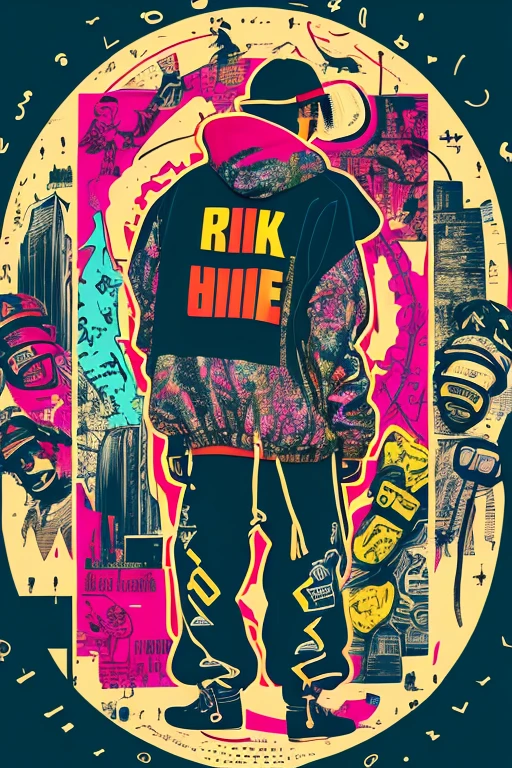 A background filled with scattered musical notes in various sizes and colors、
Creative logo illustration of a silhouette with dreadlocks and red headphones,
Banksy、
A background completely filled with scattered musical notes in various sizes and colors, covering the entire screen.
singer、マイク、
beautiful girl colorful image
Dance hiphop Dance CREW Waacking Dance
Punking
black medium hair black medium hair
Five fingers Baggy clothes Baggy clothes
HIPHOP crew、