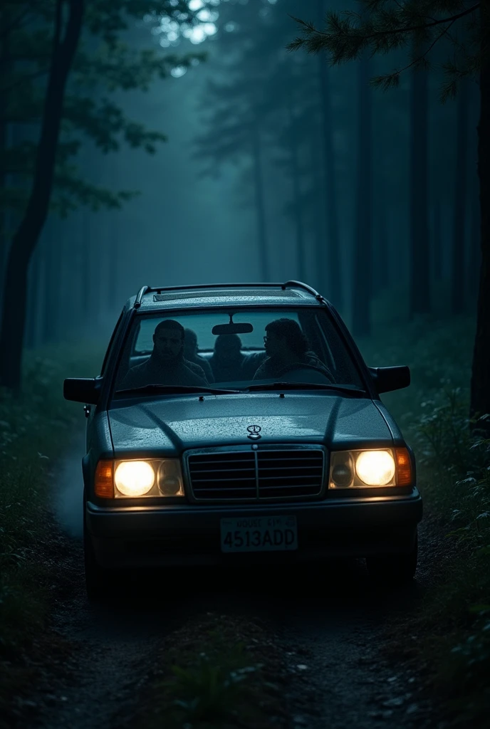 The car started to shake. They screamed and Tom started the car at night in a forest 