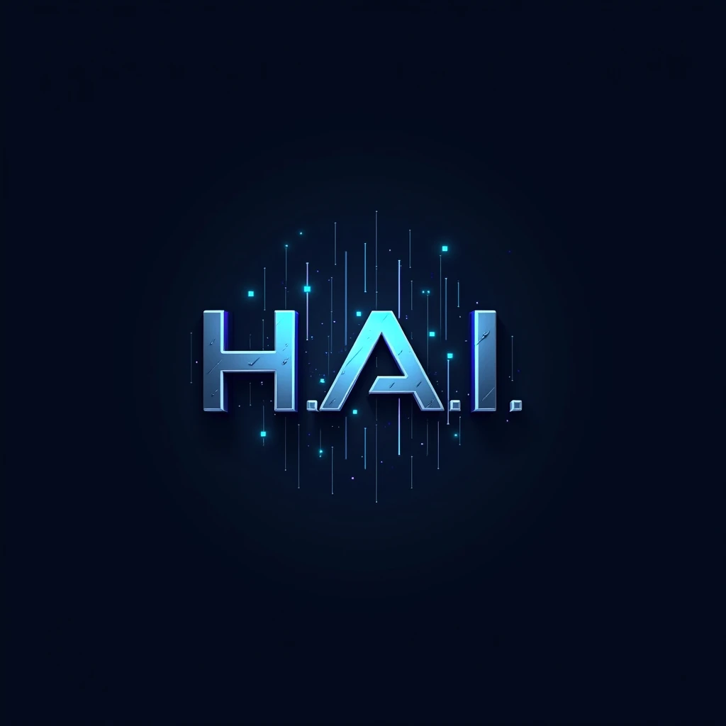 Create a modern, futuristic tech logo with a minimalistic design. The logo should feature the initials 'H.A.I.' (for 'Hottest AI') in bold, sleek font, integrated with subtle elements like circuit lines or a digital matrix background. The colors should be a combination of electric blue and metallic silver, giving a high-tech, professional feel."Aapko sirf yeh prompt ya isse related apna prompt likhna hoga, aur AI tool (jaise DALL·E, Midjourney, ya koi aur) ko input dena hoga. Yeh tool aapke description ke basis par ek unique image banayega.Kya aapko kisi specific AI tool se help chahiye ya aap apna prompt edit karwana chahte hain?