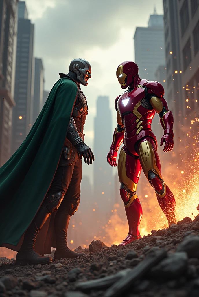 Robert Downey Jr as ironman vs doctor doom in Avengers Dooms day 