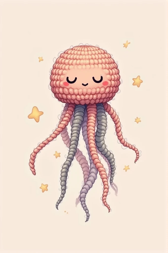 Cute crochet jellyfish drawing