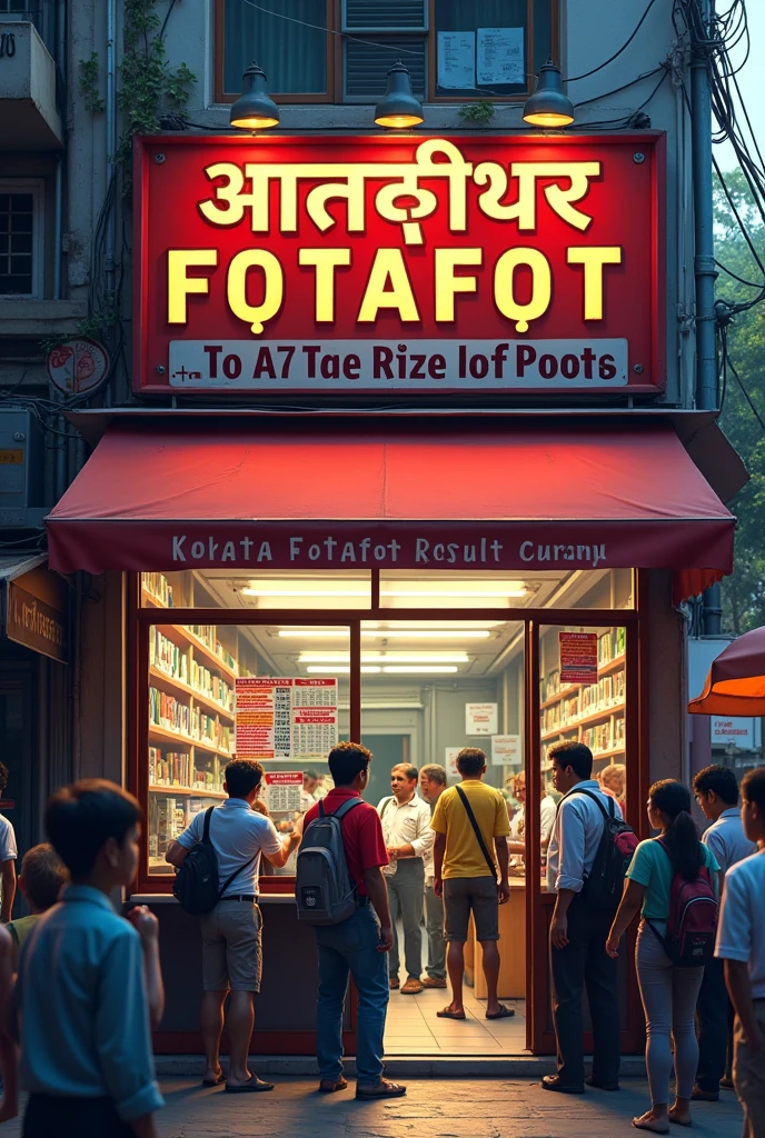 Lottery office, the signboard in front of the office will read: Kolkata Fotafot Result office