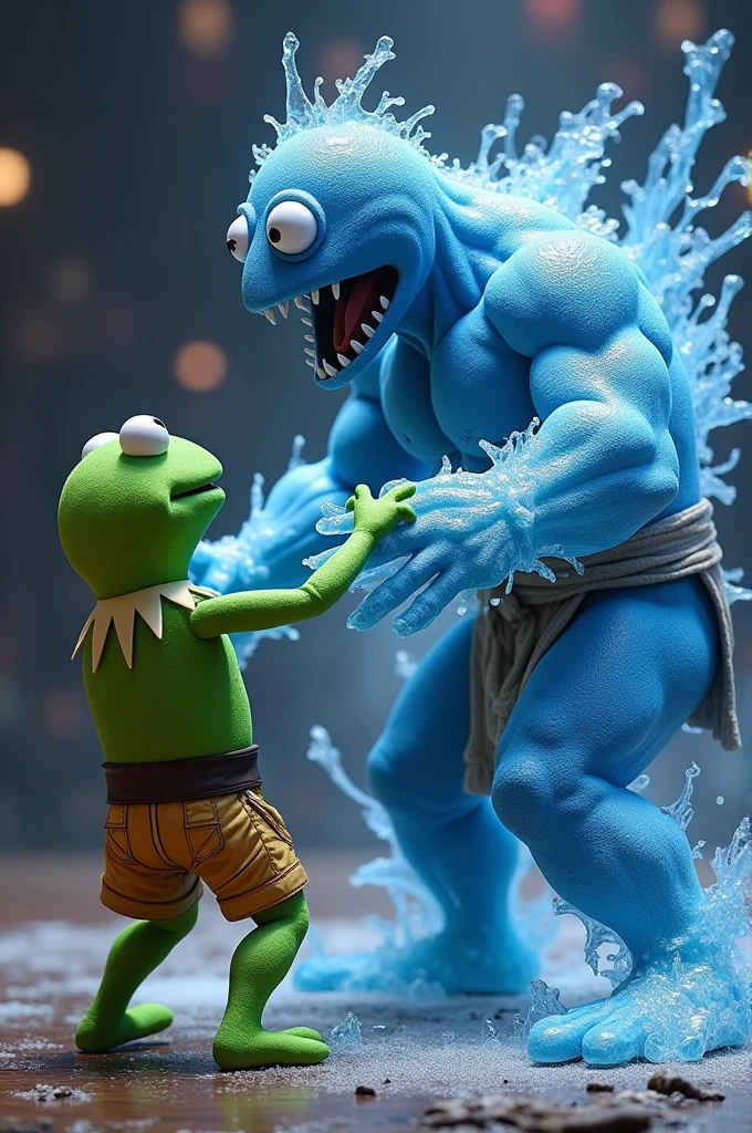 Kermit the Frog, performs in the Mortal Kombat arena, vs Sub Zero