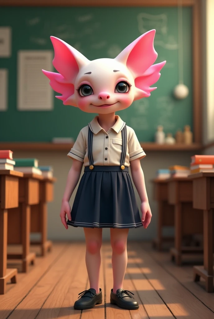 Axolotl girl with telesecundaria uniform 