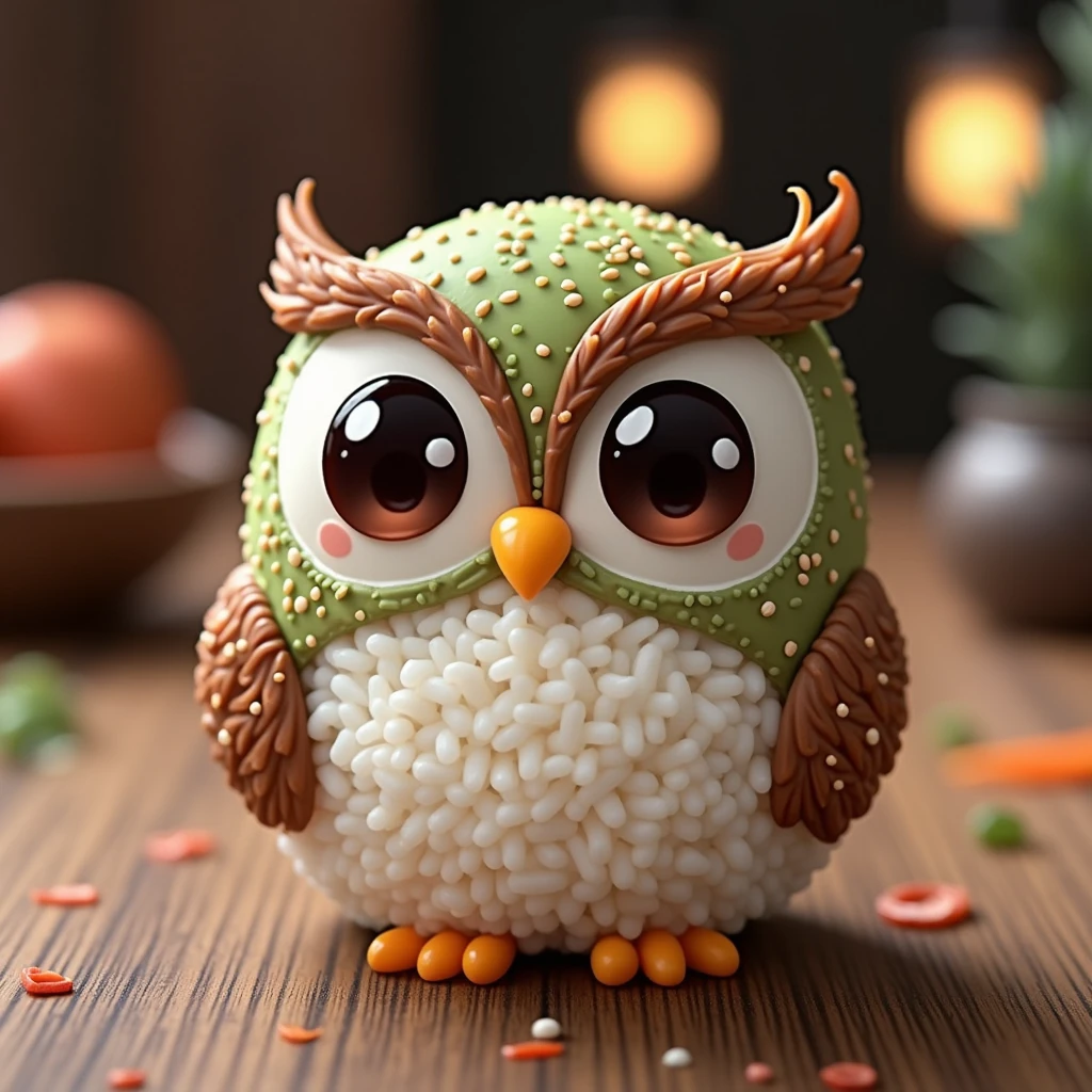 Cute owl rice ball