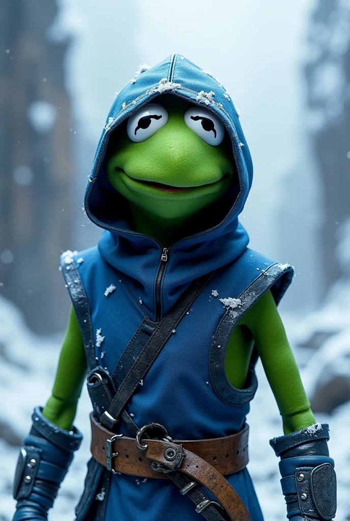 Kermit the Frog, in the image of Sub Zero with a mask 