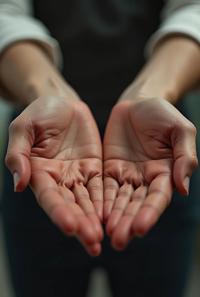 that only the hands are seen